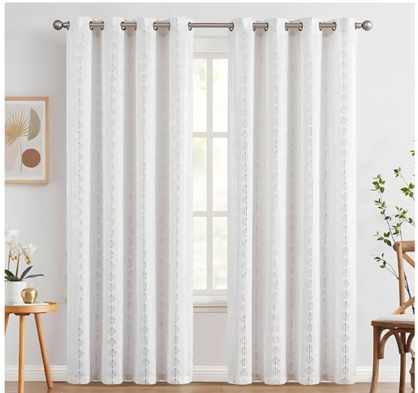 Collact Boho Curtains Silver on beige 84" length