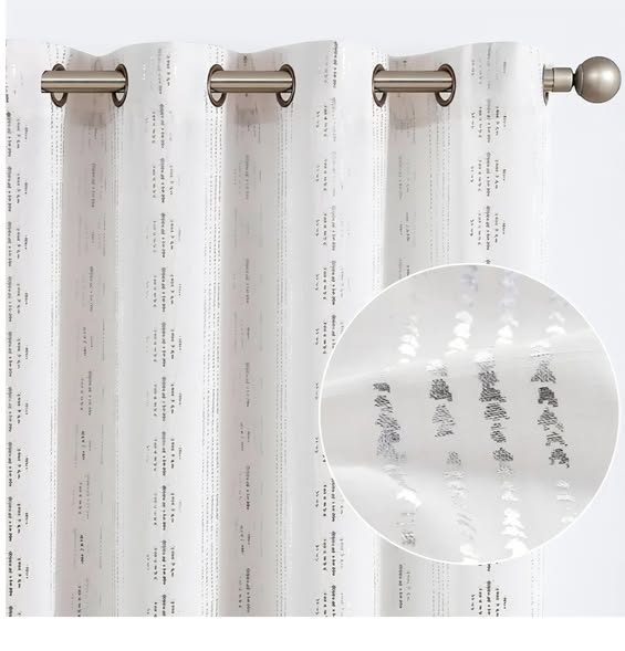 Collact Boho Curtains Silver on beige 84" length - Image 3