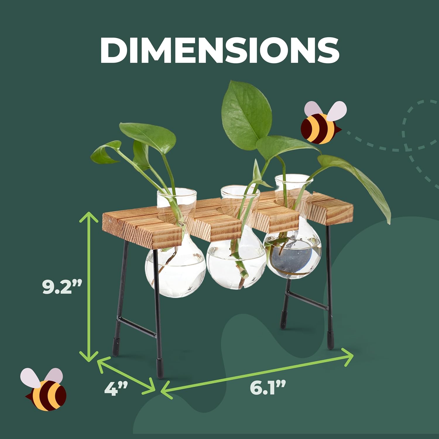 Window Garden Plant Terrarium Glass Vase with Stand - Set of 3 - Image 2