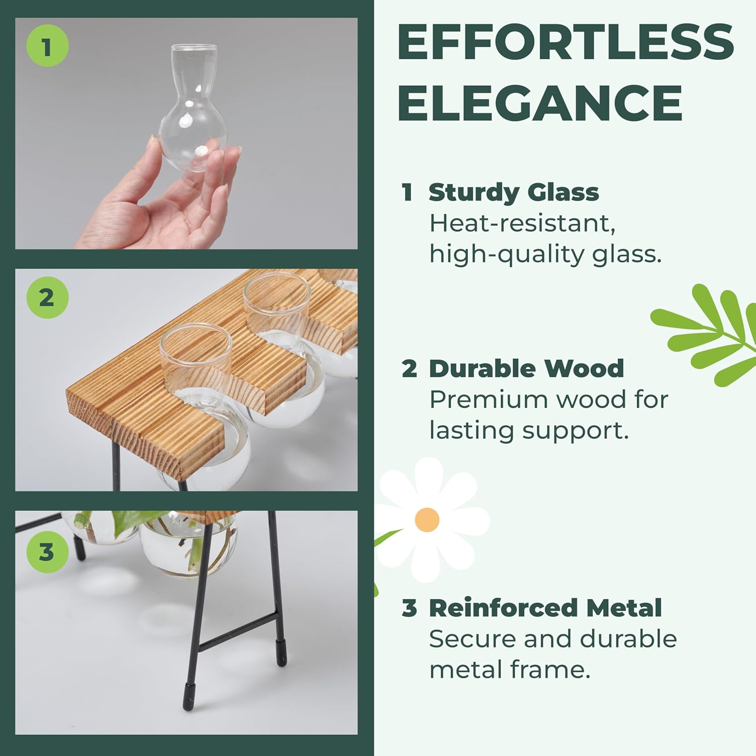 Window Garden Plant Terrarium Glass Vase with Stand - Set of 3 - Image 5