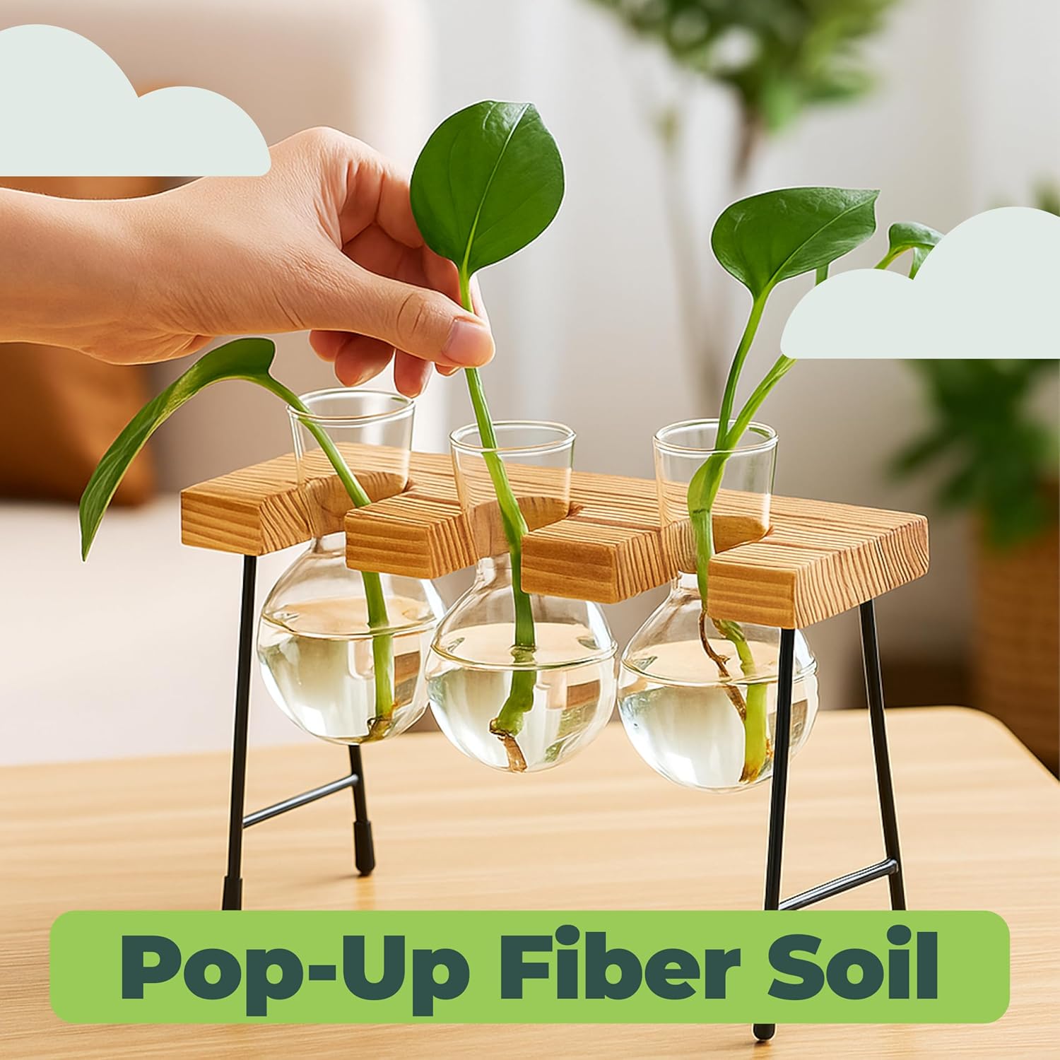 Window Garden Plant Terrarium Glass Vase with Stand - Set of 3 - Image 6