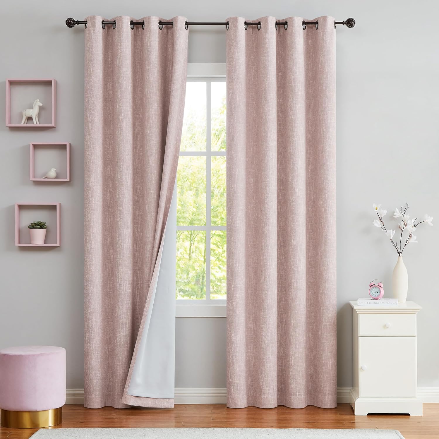 Fragrantex Semi Sheer Solid Curtains